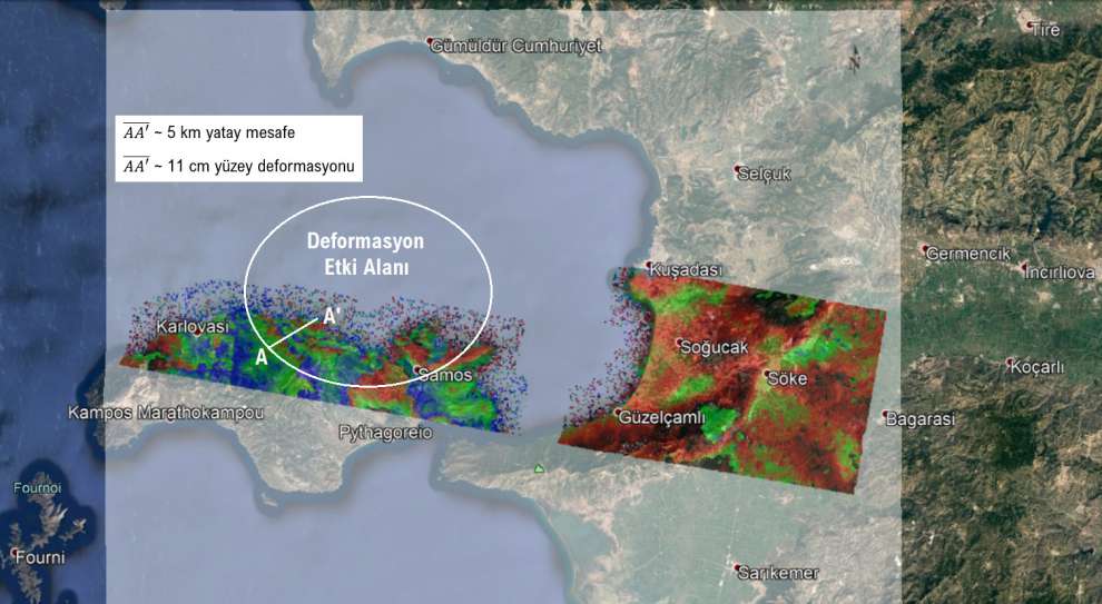 İzmir Depreminin Yüzey Deformasyon Haritası Üretildi