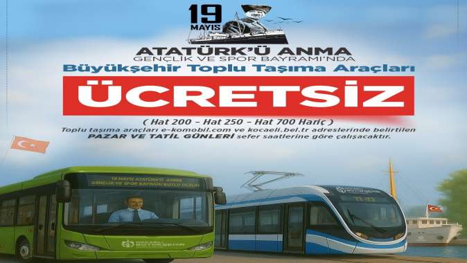 19 Mayıs’ta Kocaeli’nde ulaşım ücretsiz