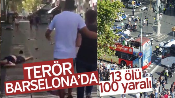 Barselonada bir araç yayaların arasına daldı