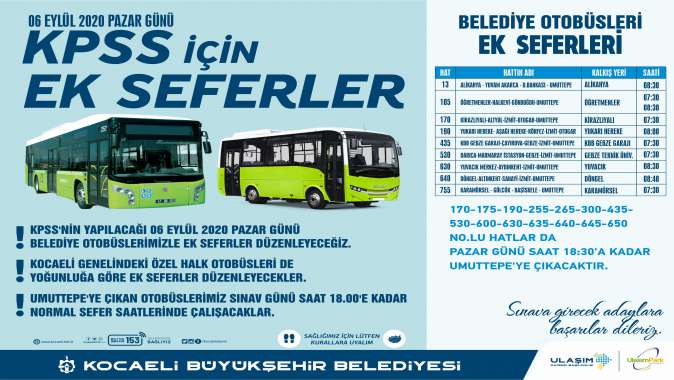 Büyükşehir’den KPSS için ek seferler