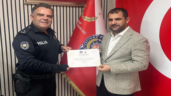 Dilovası Emniyet Müdüründen Lokman Kılıça Teşekkür Belgesi