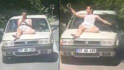 Gebze'de Otomobilin üzerine tehlikeli yolculuk