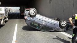 Körfez'de Takla atan otomobilin sürücüsü yaralandı