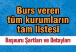 Tüm Burs Veren Kurumların Listesi 2014