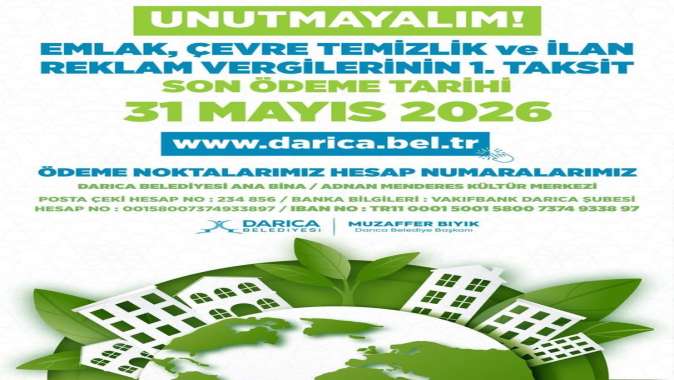 Darıca Belediyesi’nden Emlak vergisi uyarısı: Son gün 31 Mayıs