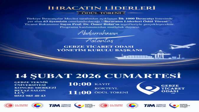 Gebze Ticaret Odası , ihracatın liderlerini ödüllendiriyor